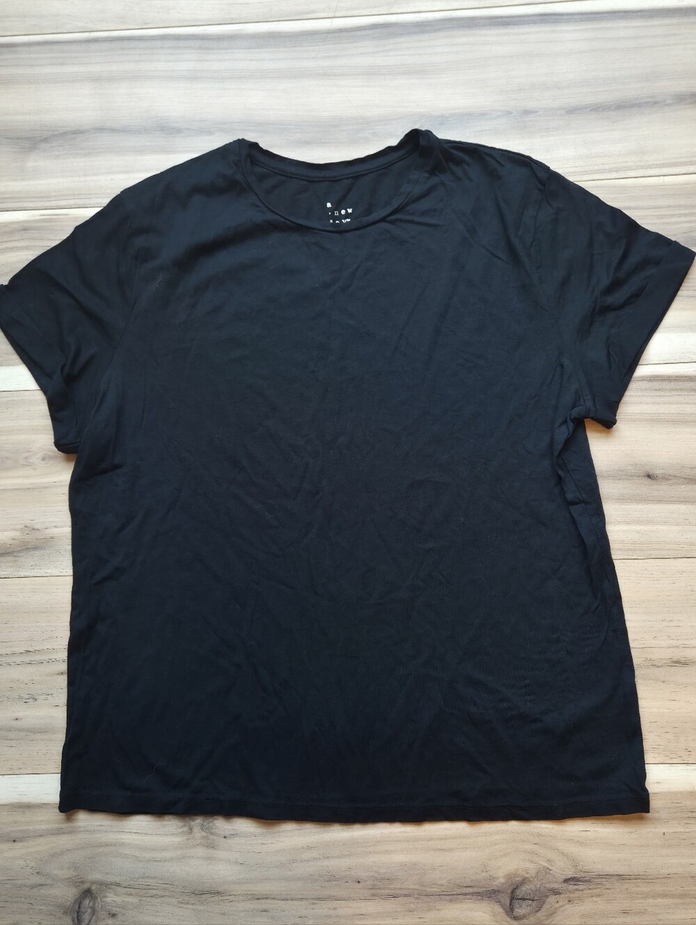 A New Day Solid Black Short Sleeve Basic Crewneck T-Shirt Women’s Size Large L